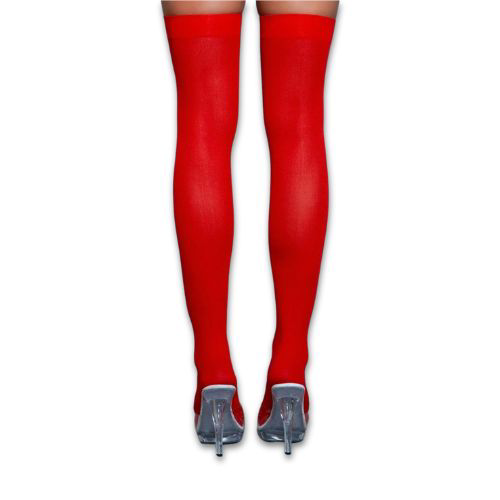 BeWicked Opaque Nylon Thigh Highs- Red O/S-Boxed