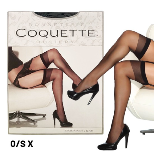 Coquette Thigh High Sheer Stockings-Black O/S X