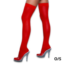 BeWicked Opaque Nylon Thigh Highs- Red O/S-Boxed