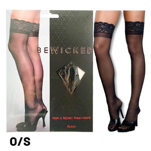 BeWicked Keep A Secret Thigh Highs-Black Queen